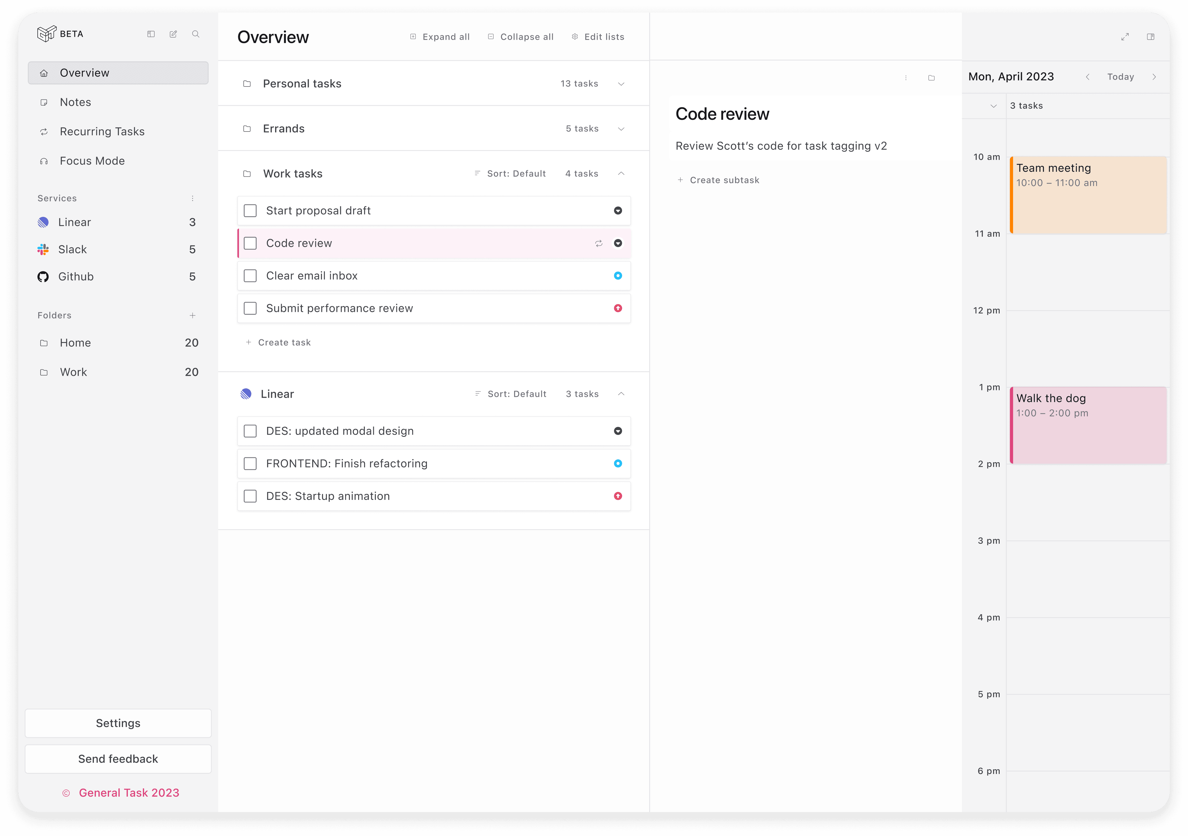 General Task — unified workload view integrating multiple project management tools